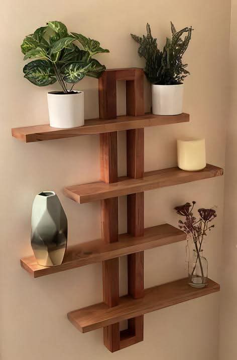 New 5 Tier wooden wall shelf floating wall rack, Antique Bookshelf, Decorative items shelf DIY