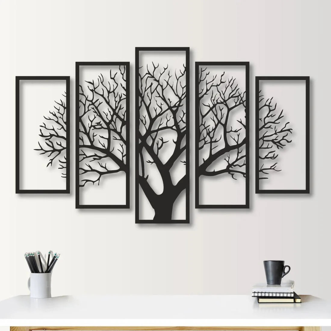 Five Frames Tree 3D art Decor for Walls