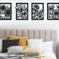 4 Set of Floral Frame Wooden Wall Decor